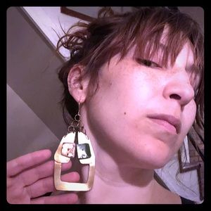 Brass and resin earrings